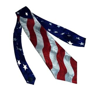 Mark Dean Men's Necktie Tie American U S Flag  60x4" Preowned